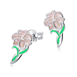 Hibiscus Blooming Silver Ear Stud STS-3469